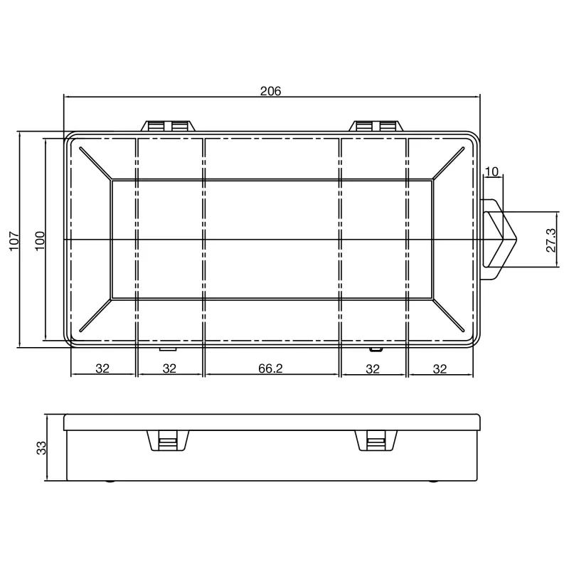 InLine® mažų detalių dėžutė, 5 skyriai, 206x107x33mm, permatoma