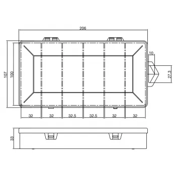 InLine dėžutė smulkioms detalėms, 6 skyriai, 206x107x33 mm, permatoma