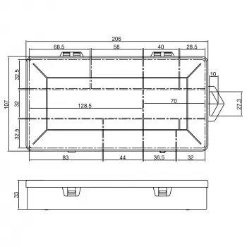 InLine dėžutė smulkioms detalėms 10 skyrelių 206x107x33mm, permatoma
