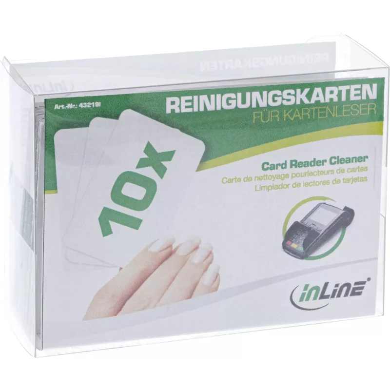 Valymo kortelės magnetinių kortelių skaitytuvui InLine 10 vnt. — baltos, sunkiai pasiekiamoms vietoms