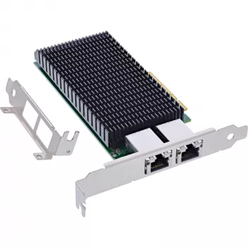 InLine Dual 10 Gigabit tinklo plokštė, 2x RJ45 10Gb/s, PCIe x8, su žemo profilio laikikliu