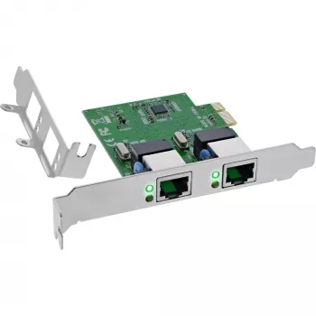 Tinklo plokštė InLine 51128K Dvigubas Gigabit 2x RJ45 PCIe x1