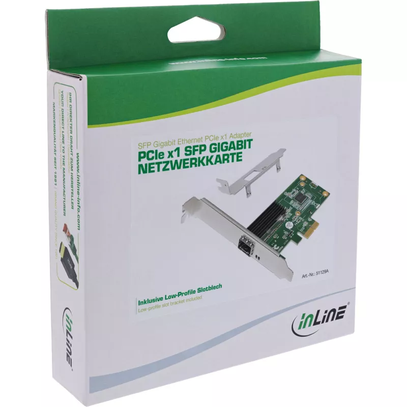 InLine Gigabit tinklo plokštė, 1x SFP, PCIe x1, su žemo profilio laikikliu