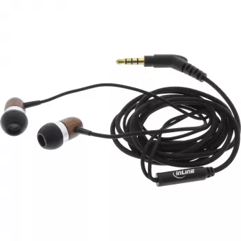 Ausinės InLine woodin-ear – laidinės į ausį dedamos ausinės su graikinio riešuto detalėmis