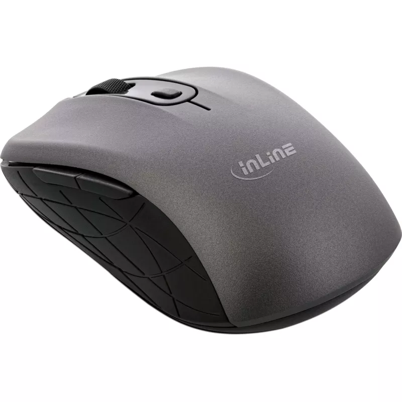 InLine pelė 3-in-1, Bluetooth + 2x 2,4 GHz, 5 mygtukai, optinė, pilka/juoda