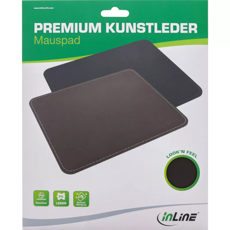 InLine pelėdos kilimėlis Premium PU oda 255x220x3 mm rudas