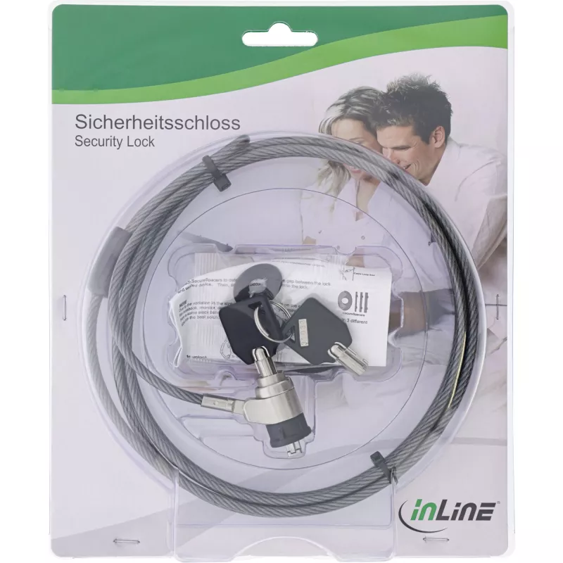 InLine nešiojamojo kompiuterio apsauginis užraktas su raktu 4,4 mm x 2 m