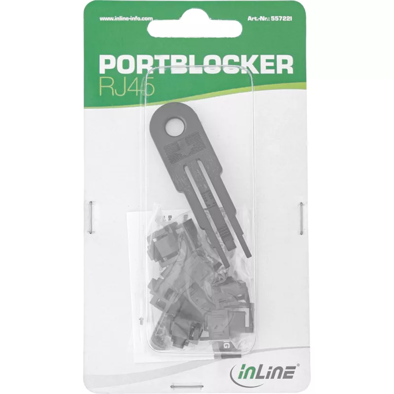 InLine RJ45 prievado blokavimo rinkinys, 10 blokatorių su raktu, juodos spalvos