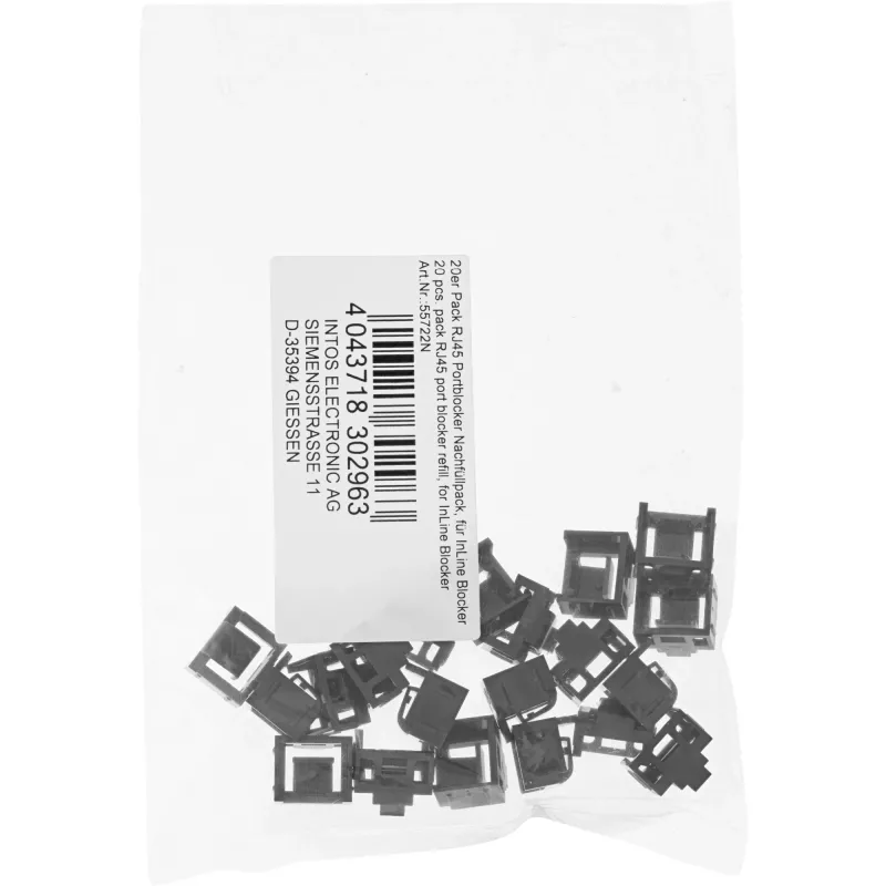 InLine RJ45 prievadų blokavimo kištukai, 20 vnt. pakuotė, juodi