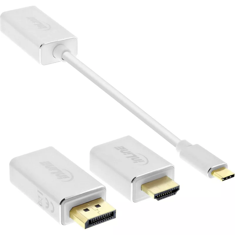 InLine USB ekrano keitiklių rinkinys 6-in-1, 4K/60Hz sidabrinis
