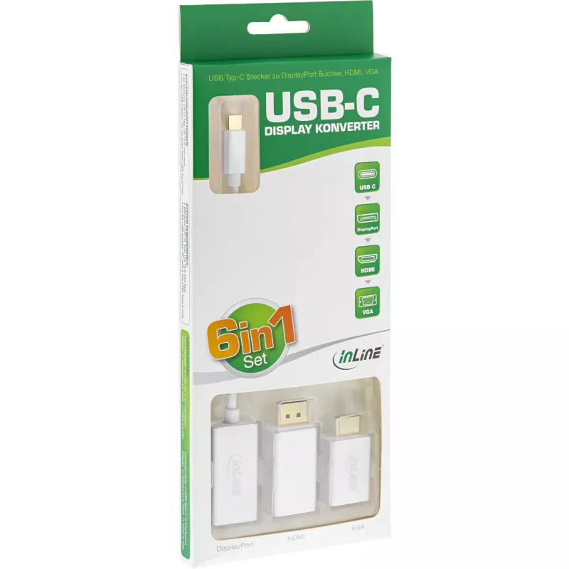InLine USB ekrano keitiklių rinkinys 6-in-1, 4K/60Hz sidabrinis
