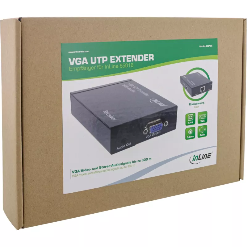 InLine VGA + garso imtuvas (Receiver) iki 300 m per UTP/STP tinklo kabelį RJ45