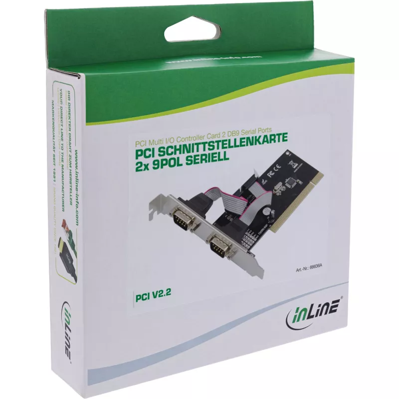 InLine PCI daugiafunkcinė valdiklio plokštė su 2 DB9 nuosekliaisiais prievadais