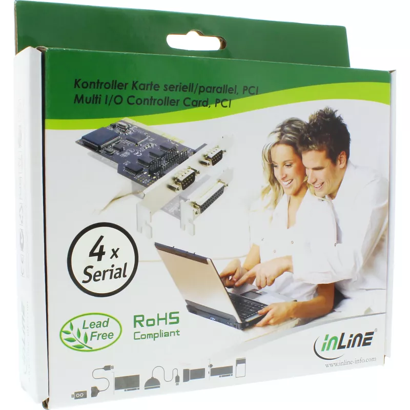 InLine PCI kelių I/O valdiklio kortelė su 4 DB9 nuosekliaisiais prievadais