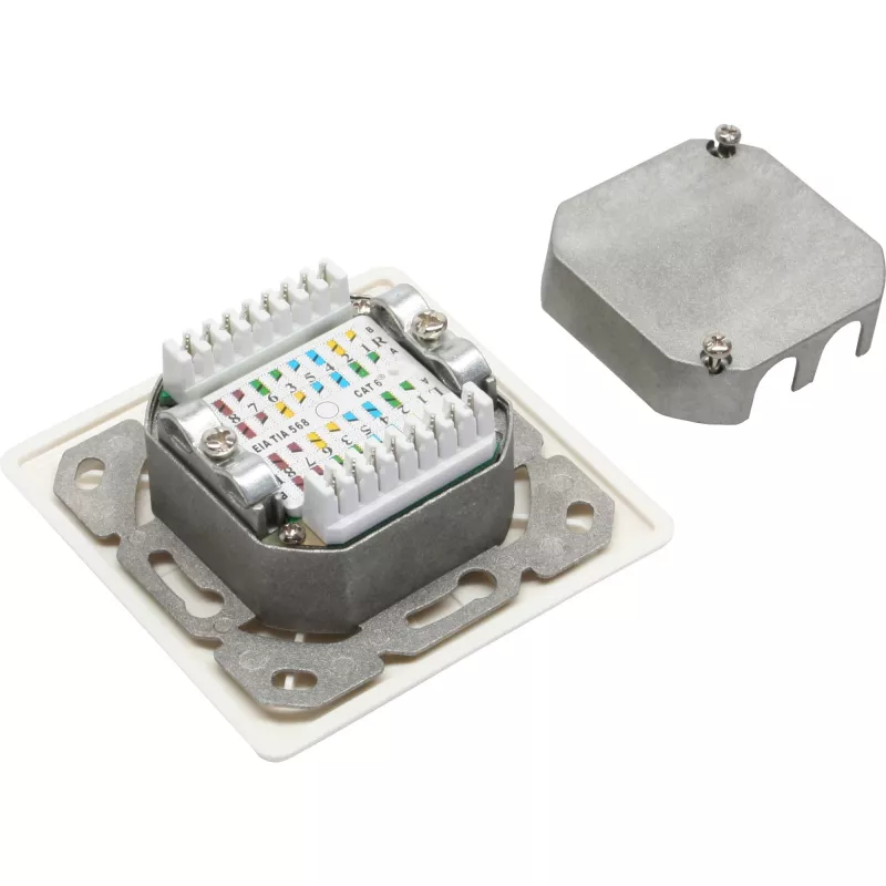 InLine Cat.6 Jungiamoji dėžutė 2x RJ45 moteris RAL9010 balta horizontali