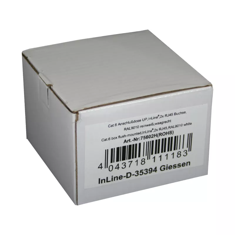 InLine Cat.6 Jungiamoji dėžutė 2x RJ45 moteris RAL9010 balta horizontali