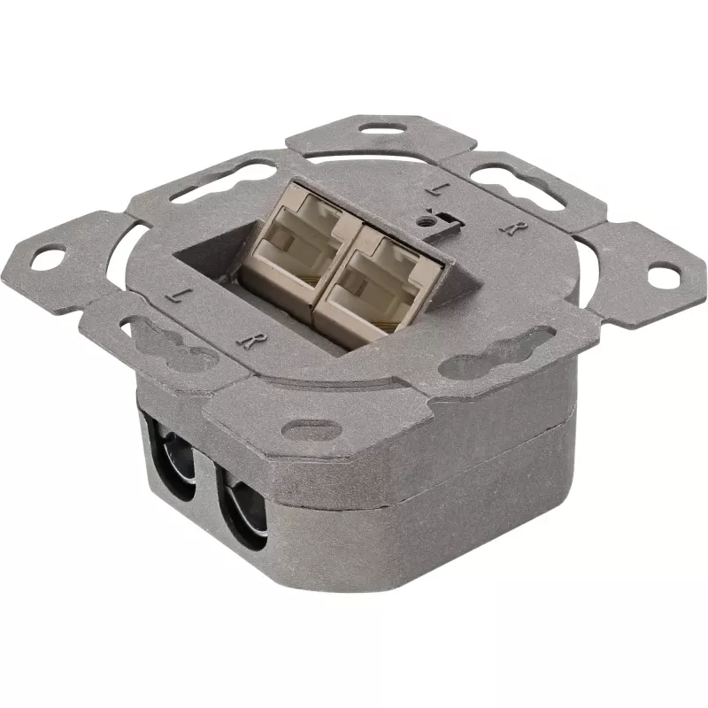 Sieninė montažinė dėžutė paviršiniam arba įleidžiamam montavimui 2x RJ45 vertikali InLine 75602K