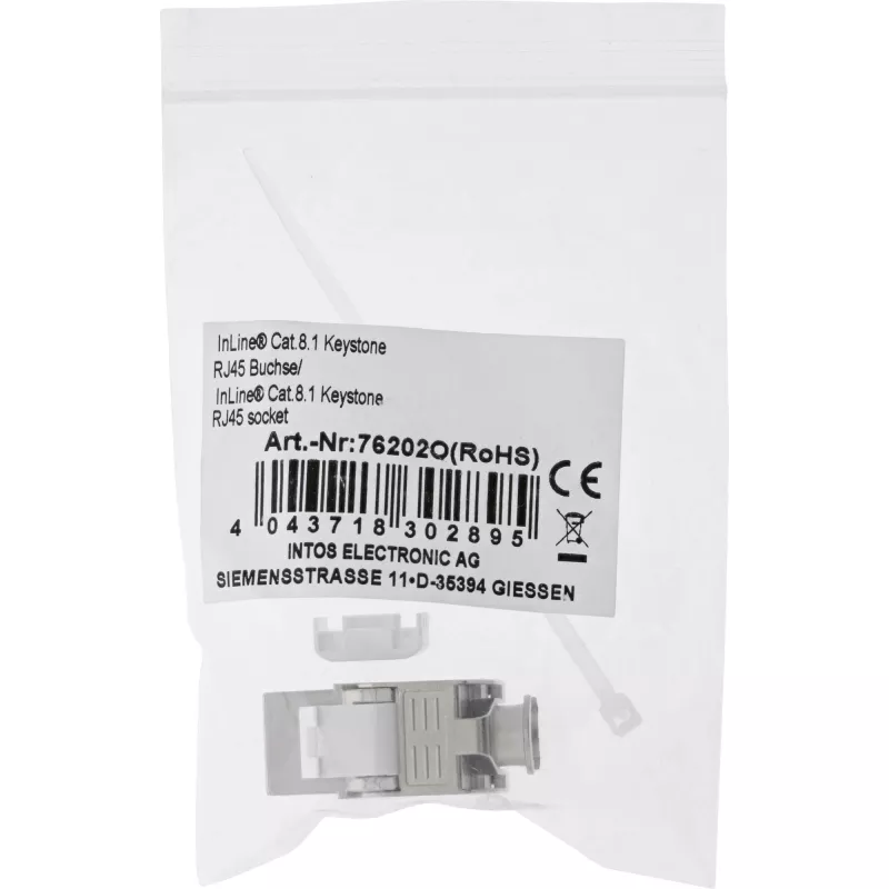 InLine RJ45 Keystone Snap-In modulis Cat.8.1 plokščias metalinis 1 vnt.