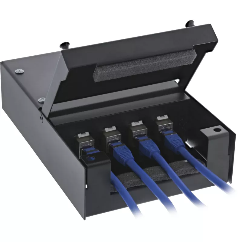 InLine paviršinė montavimo dėžutė keystone 4x RJ45 juoda 76202X