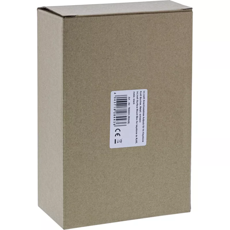 InLine paviršinė montavimo dėžutė keystone 4x RJ45 juoda 76202X