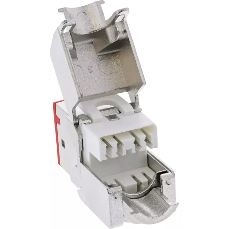 InLine Keystone RJ45 lizdas, ekranuotas, Cat.6A, raudonas 8 vnt. pakuotė