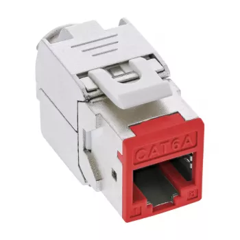 InLine Keystone RJ45 lizdas, ekranuotas, Cat.6A, raudonas 8 vnt. pakuotė