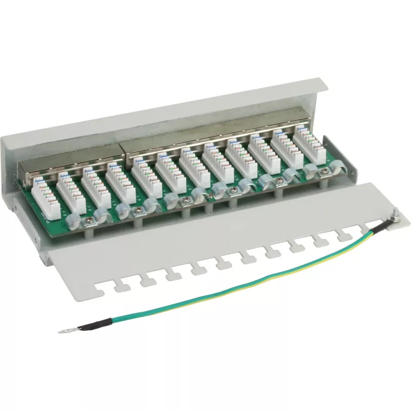 InLine Patch Panel Cat.6 12 prievadų, montuojamas ant stalo / sienos, šviesiai pilka RAL7035