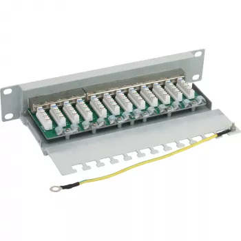 InLine Patch Panel 10 colių Cat.6 12 prievadų 1U šviesiai pilkas RAL7035
