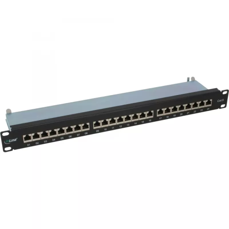 InLine Patch Panel Cat.6 24 prievadų 19 colių 1HE juodas RAL9005