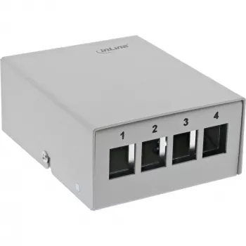InLine Desktop Consolidation Point Box 4x Keystone RJ45, metalinis, RAL7035