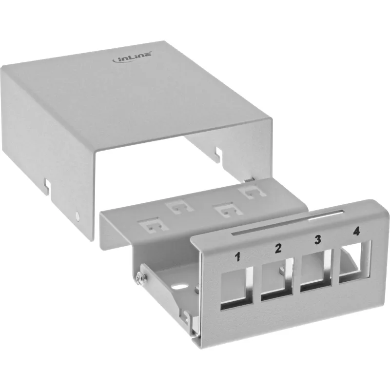 InLine Desktop Consolidation Point Box 4x Keystone RJ45, metalinis, RAL7035