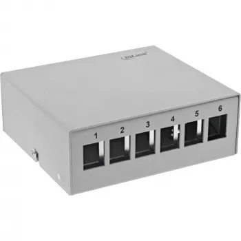 InLine dėžutė konsolidavimo taškui ant stalo 6x Keystone RJ45, metalinė, RAL7035