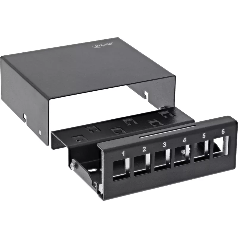 InLine 76266S stalinė konsolidavimo dėžutė 6x Keystone RJ45, metalinė, juoda RAL9005