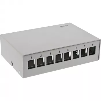InLine 76268 dėžutė konsolidavimo taškui, 8x Keystone RJ45, metalinė, RAL7035