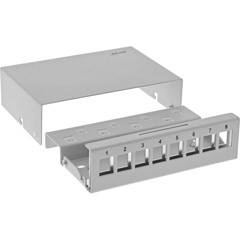 InLine 76268 dėžutė konsolidavimo taškui, 8x Keystone RJ45, metalinė, RAL7035