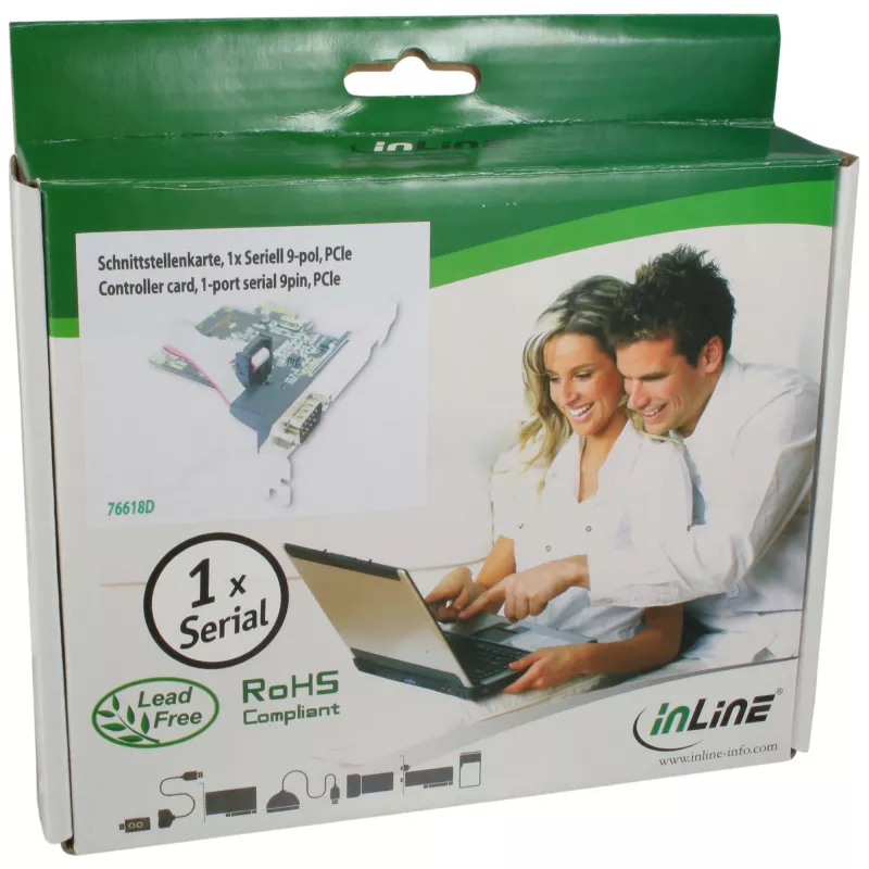 InLine sąsajos kortelė 1 prievadas serijinis 9 kaiščių PCIe, InLine, 76618D