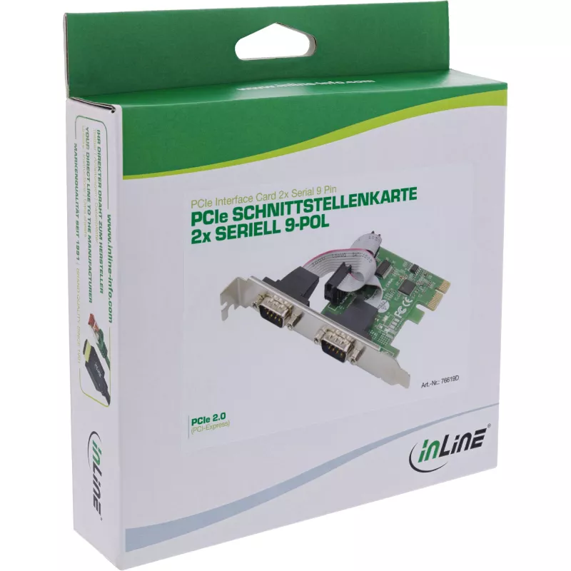 InLine sąsajos plokštė 2x Serial 9 Pin PCIe PCI-Express vyriška