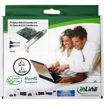 InLine PCIe kortelė su 1 lygiagrečiu (25 kontaktų) ir 2 nuosekliais (9 kontaktų) prievadais