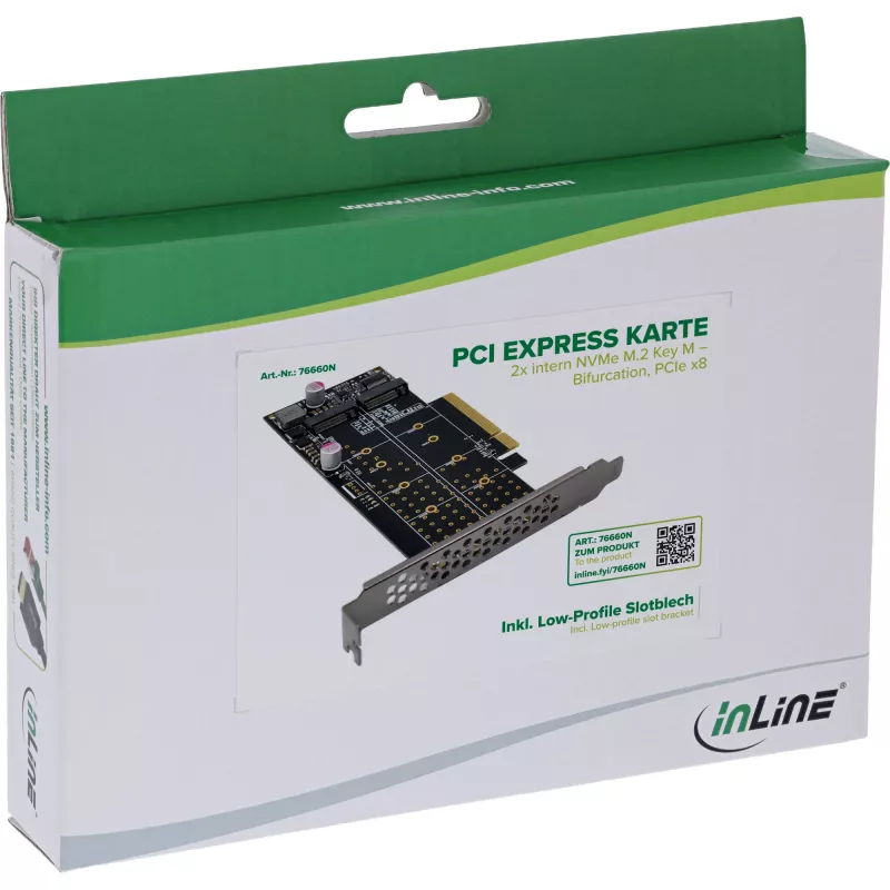 InLine 76660N Vidinė M.2 sąsajos plokštė PCIe vyriška 64 Gbit/s