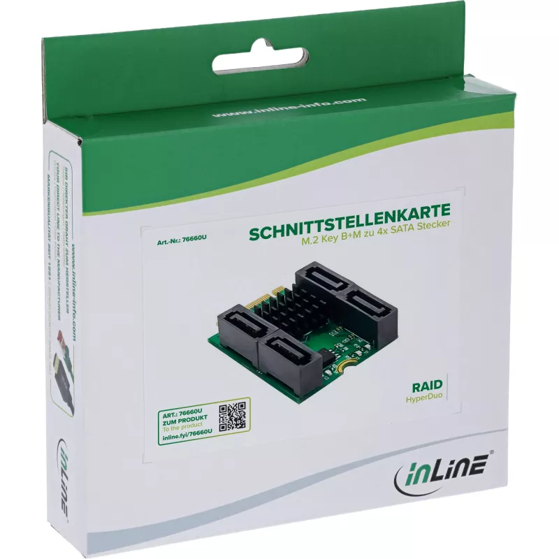 InLine 76660U vidinė SATA sąsajos plokštė M.2 į SATA 6 Gbit/s