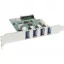 InLine USB 3.0 4 prievadų pagrindinis valdiklis PCIe su žemo profilio laikikliu ir 4 kontaktų papildomu maitinimu