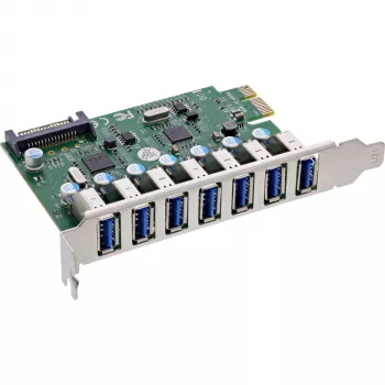 InLine USB-A 3.2 Gen.1 7 prievadų pagrindinis valdiklis PCIe, SATA maitinimas