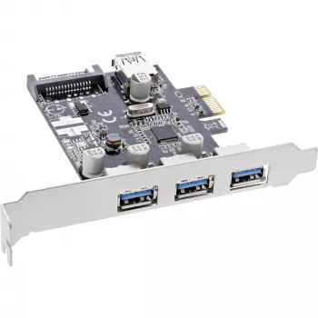InLine 76662C USB 3.0 valdiklis 3+1 prievadai, PCIe, su SATA maitinimu ir žemo profilio laikikliu