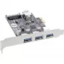 InLine 76662C USB 3.0 valdiklis 3+1 prievadai, PCIe, su SATA maitinimu ir žemo profilio laikikliu