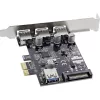 InLine 76662C USB 3.0 valdiklis 3+1 prievadai, PCIe, su SATA maitinimu ir žemo profilio laikikliu