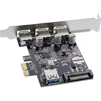 InLine 76662C USB 3.0 valdiklis 3+1 prievadai, PCIe, su SATA maitinimu ir žemo profilio laikikliu
