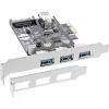 InLine 76662C USB 3.0 valdiklis 3+1 prievadai, PCIe, su SATA maitinimu ir žemo profilio laikikliu