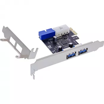 InLine 2+2 portų USB 3.2 Gen.1 pagrindinis valdiklis, PCIe, su SATA maitinimu ir žemo profilio laikikliu