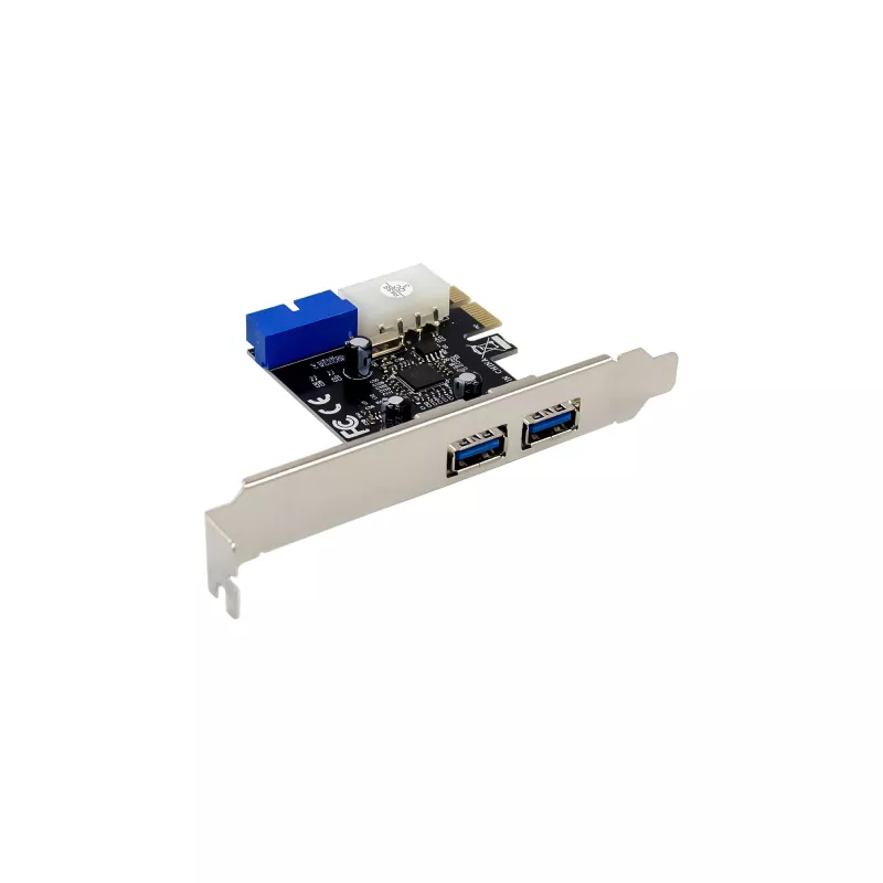 InLine 2+2 portų USB 3.2 Gen.1 pagrindinis valdiklis, PCIe, su SATA maitinimu ir žemo profilio laikikliu