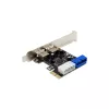 InLine 2+2 portų USB 3.2 Gen.1 pagrindinis valdiklis, PCIe, su SATA maitinimu ir žemo profilio laikikliu